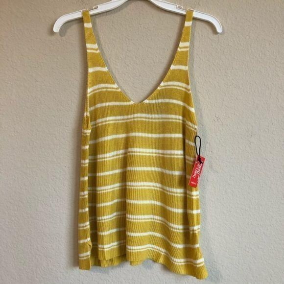 Forever 21 Tank Top Knit Mustard Striped NWT - Picture 1 of 4
